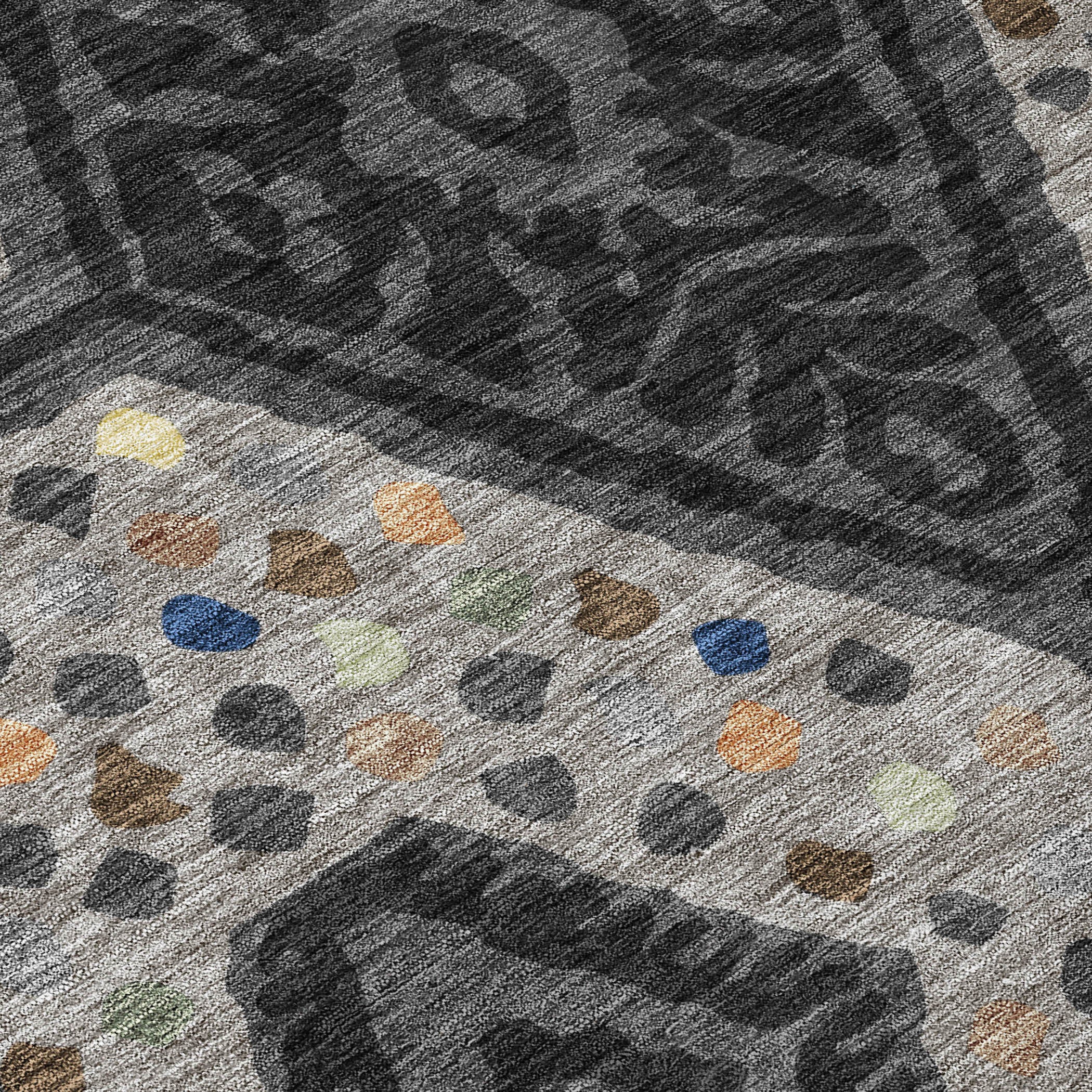 10' X 14' Charcoal And Gray Tribal Washable Indoor Outdoor Area Rug - Sports & Outdoor