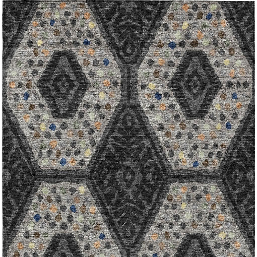 3' X 5' Charcoal And Gray Tribal Washable Indoor Outdoor Area Rug - Sports & Outdoor