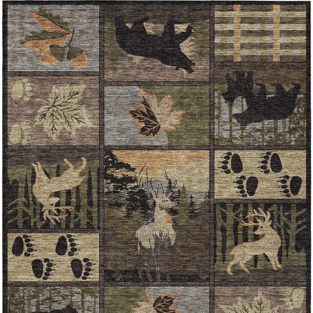 3' X 5' Black And Brown Bear Washable Indoor Outdoor Area Rug - Sports & Outdoor