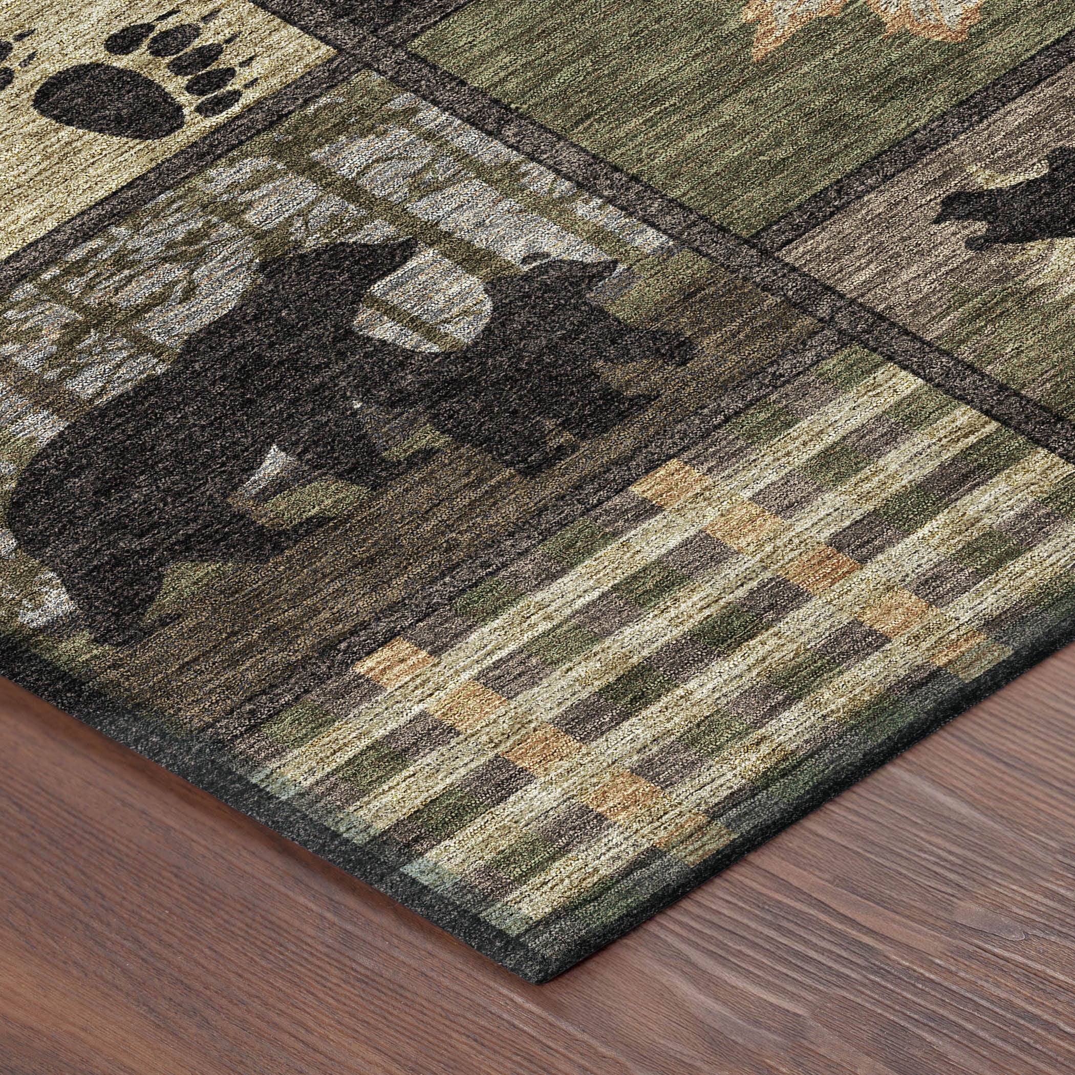 3' X 5' Black And Brown Bear Washable Indoor Outdoor Area Rug - Sports & Outdoor