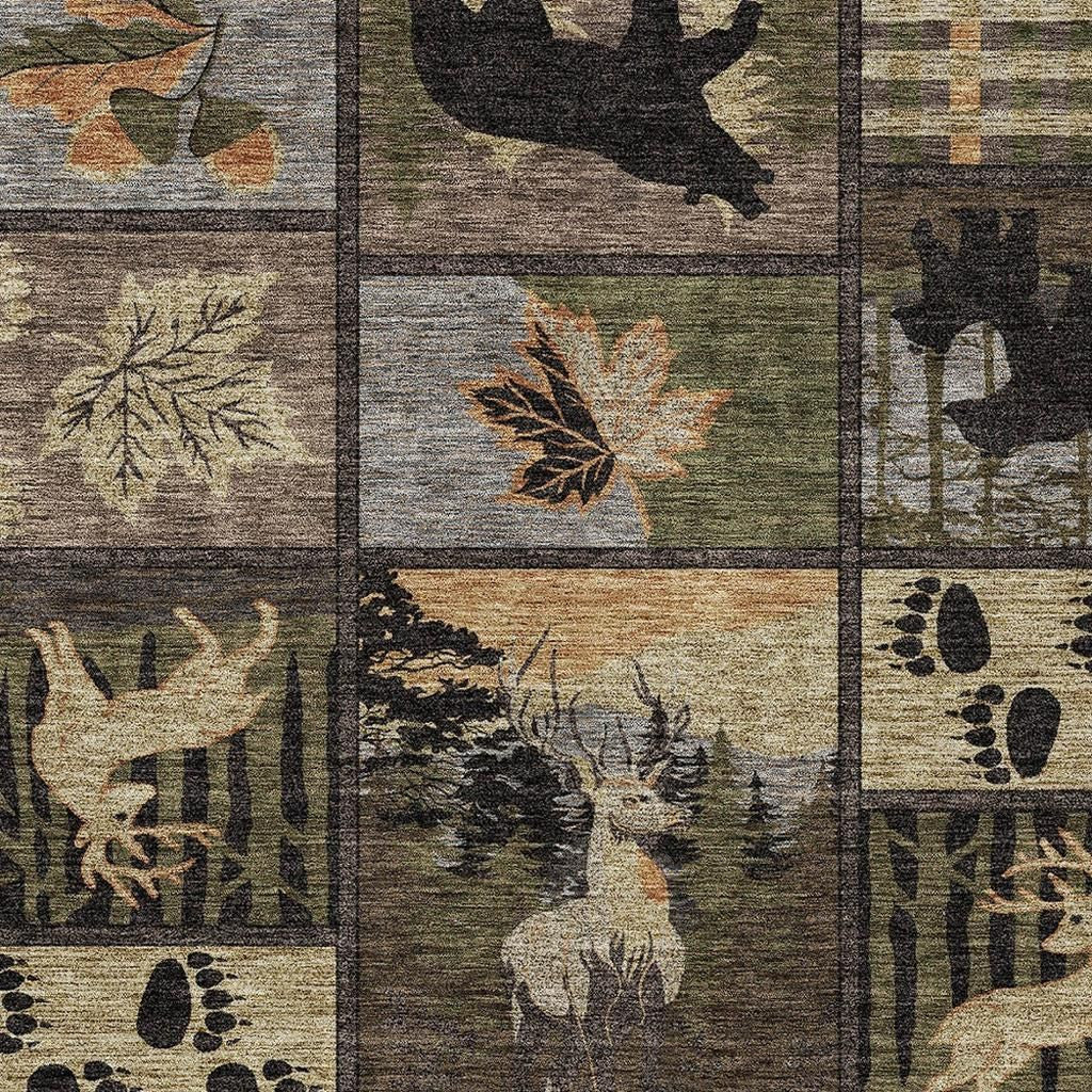 3' X 5' Black And Brown Bear Washable Indoor Outdoor Area Rug - Sports & Outdoor