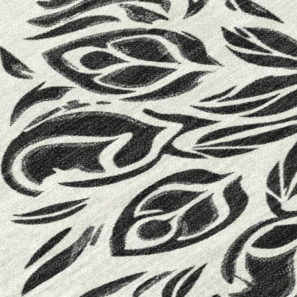 10' X 14' Ivory And Black Damask Washable Indoor Outdoor Area Rug - Sports & Outdoor