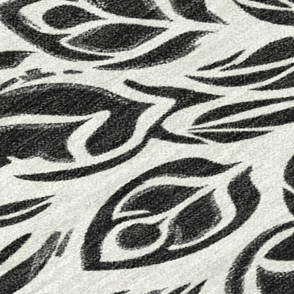 10' X 14' Ivory And Black Damask Washable Indoor Outdoor Area Rug - Sports & Outdoor