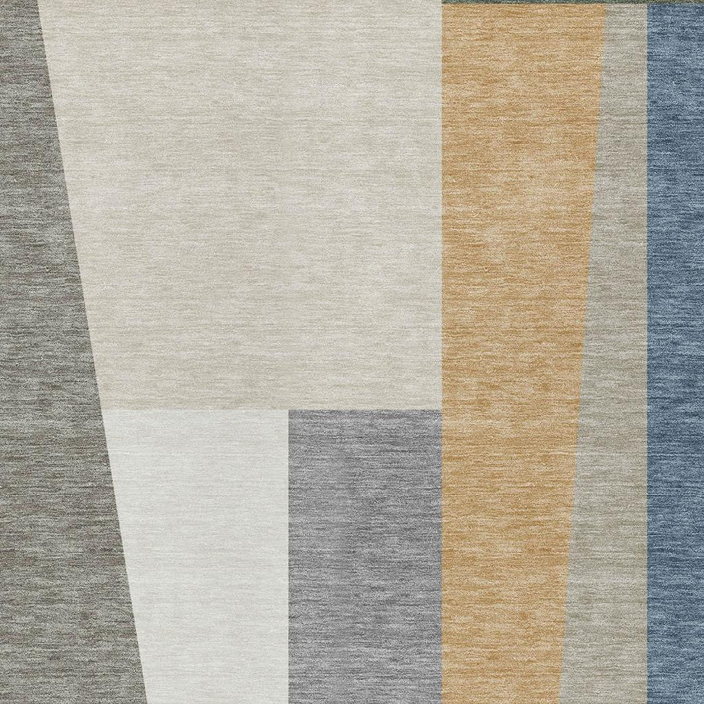 10' X 14' Taupe And Olive Green Geometric Washable Indoor Outdoor Area Rug - Sports & Outdoor