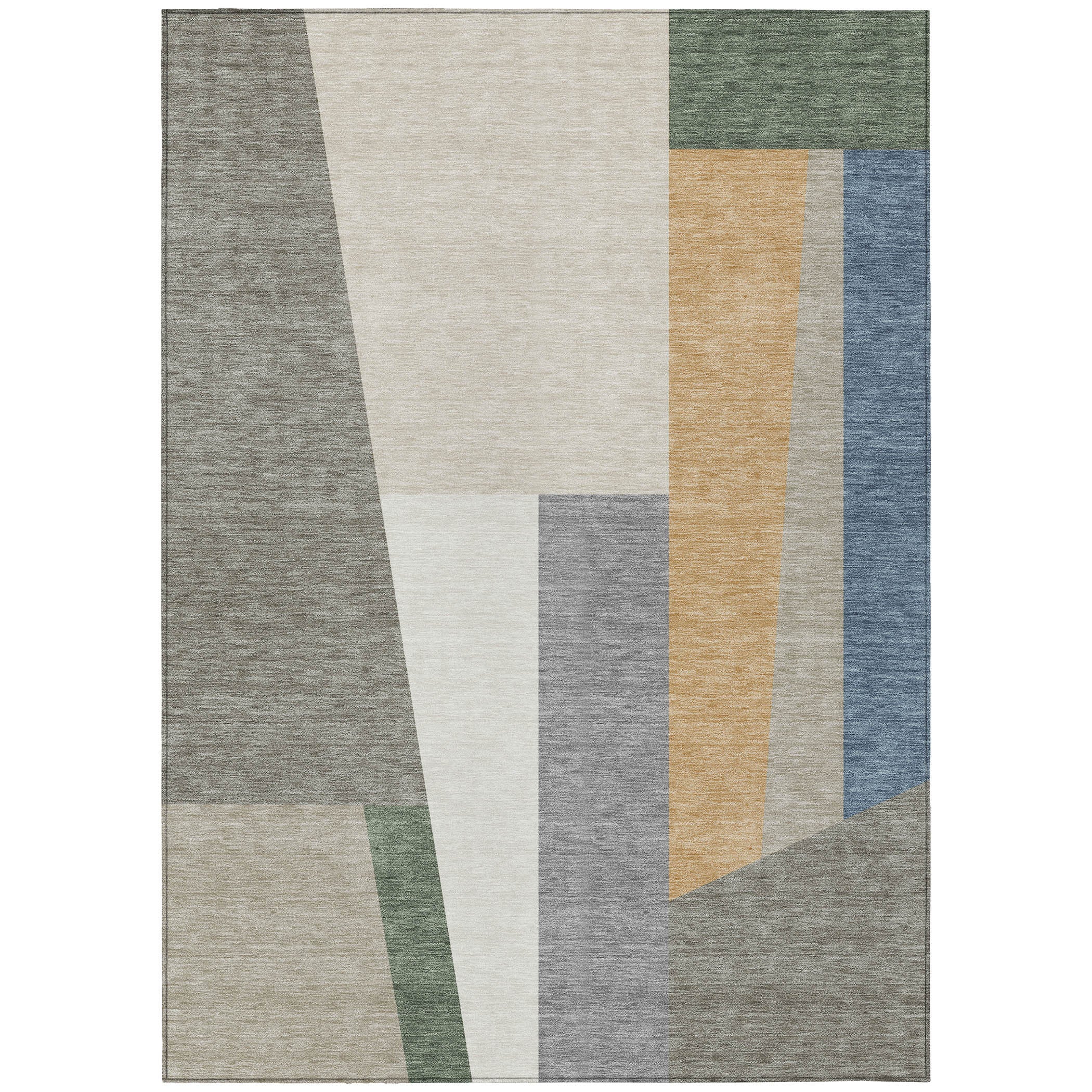 10' X 14' Taupe And Olive Green Geometric Washable Indoor Outdoor Area Rug - Sports & Outdoor
