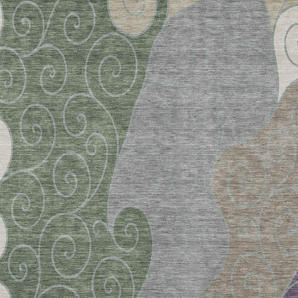 3' X 5' Pewter And Taupe Abstract Washable Indoor Outdoor Area Rug - Sports & Outdoor