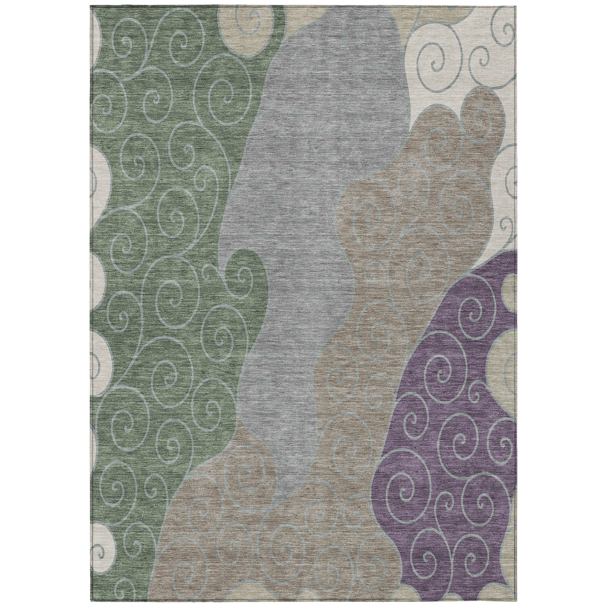 3' X 5' Pewter And Taupe Abstract Washable Indoor Outdoor Area Rug - Sports & Outdoor
