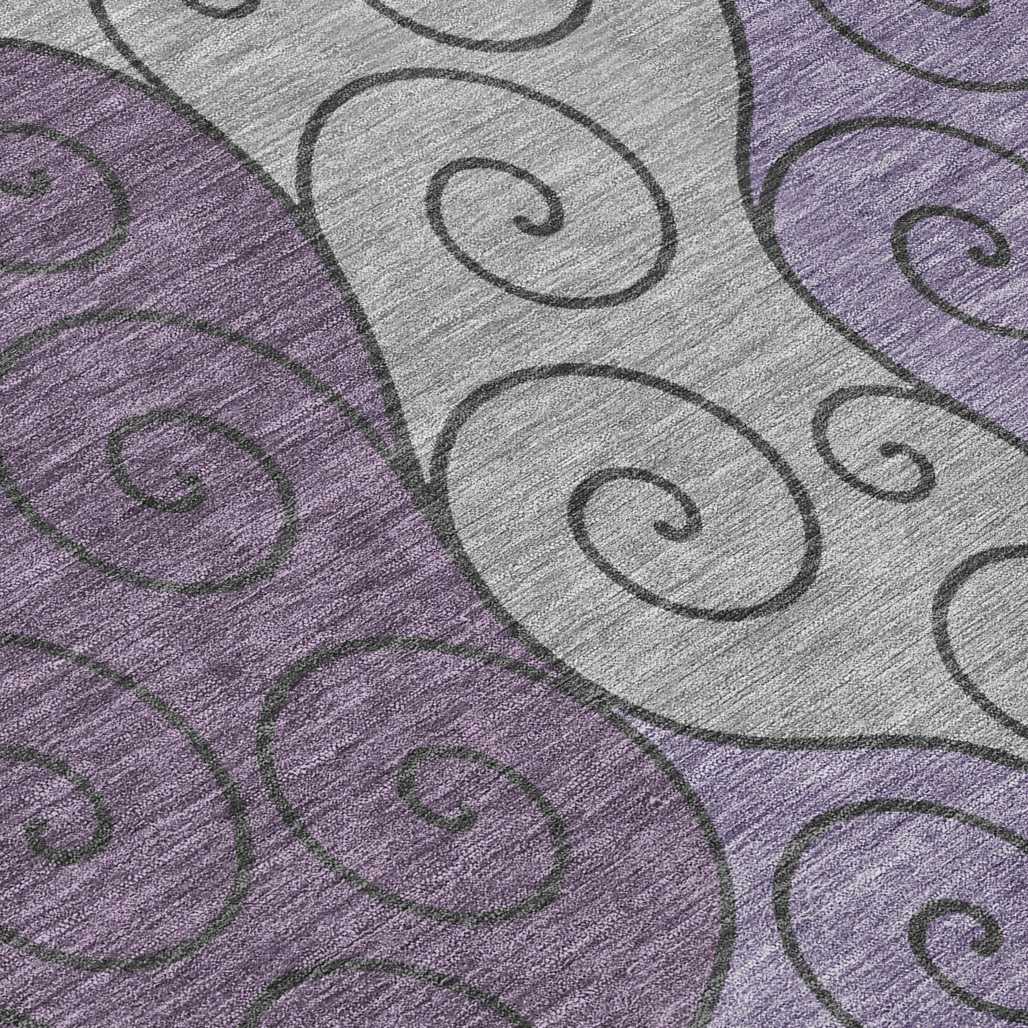 3' X 5' Plum And Gray Abstract Washable Indoor Outdoor Area Rug - Sports & Outdoor