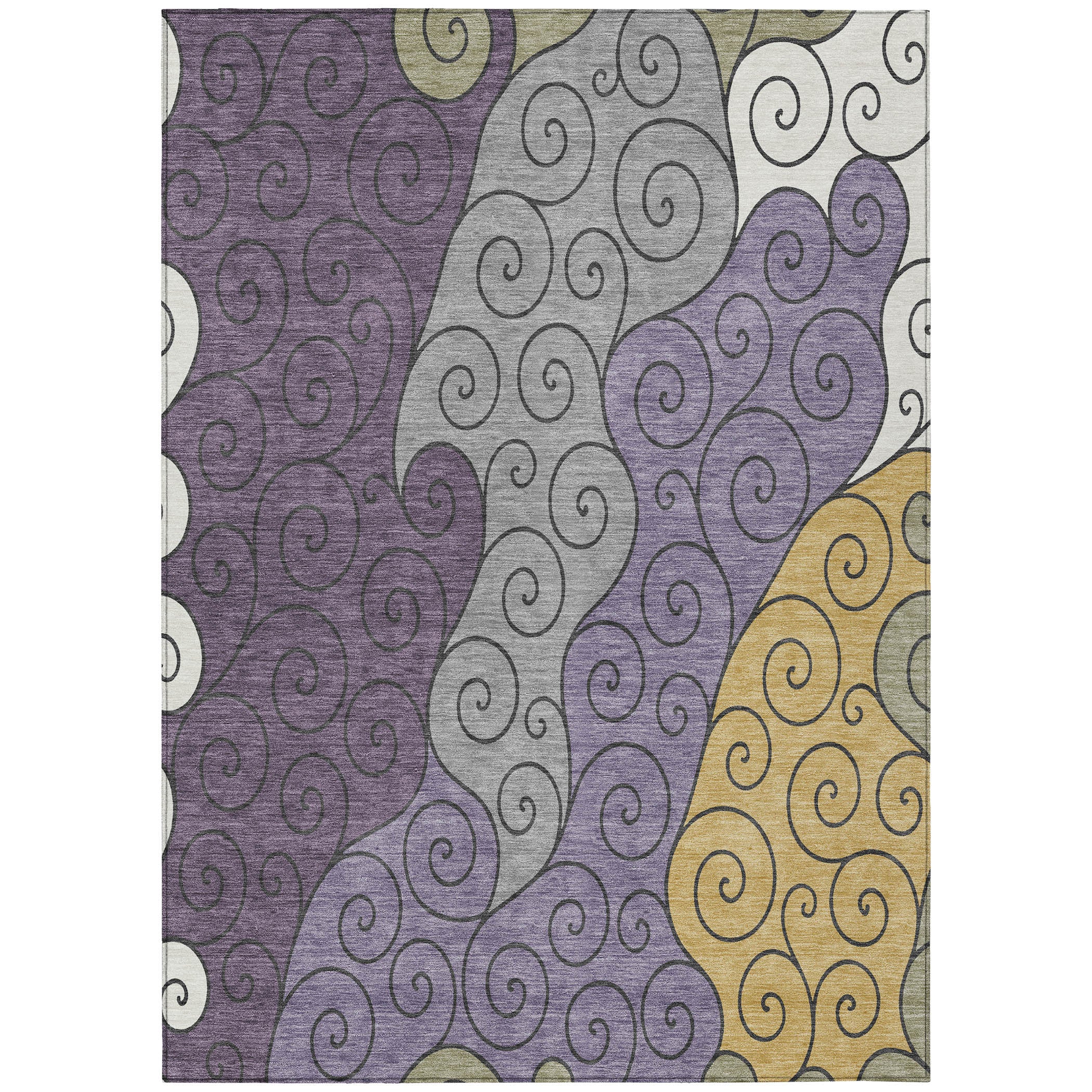 3' X 5' Plum And Gray Abstract Washable Indoor Outdoor Area Rug - Sports & Outdoor