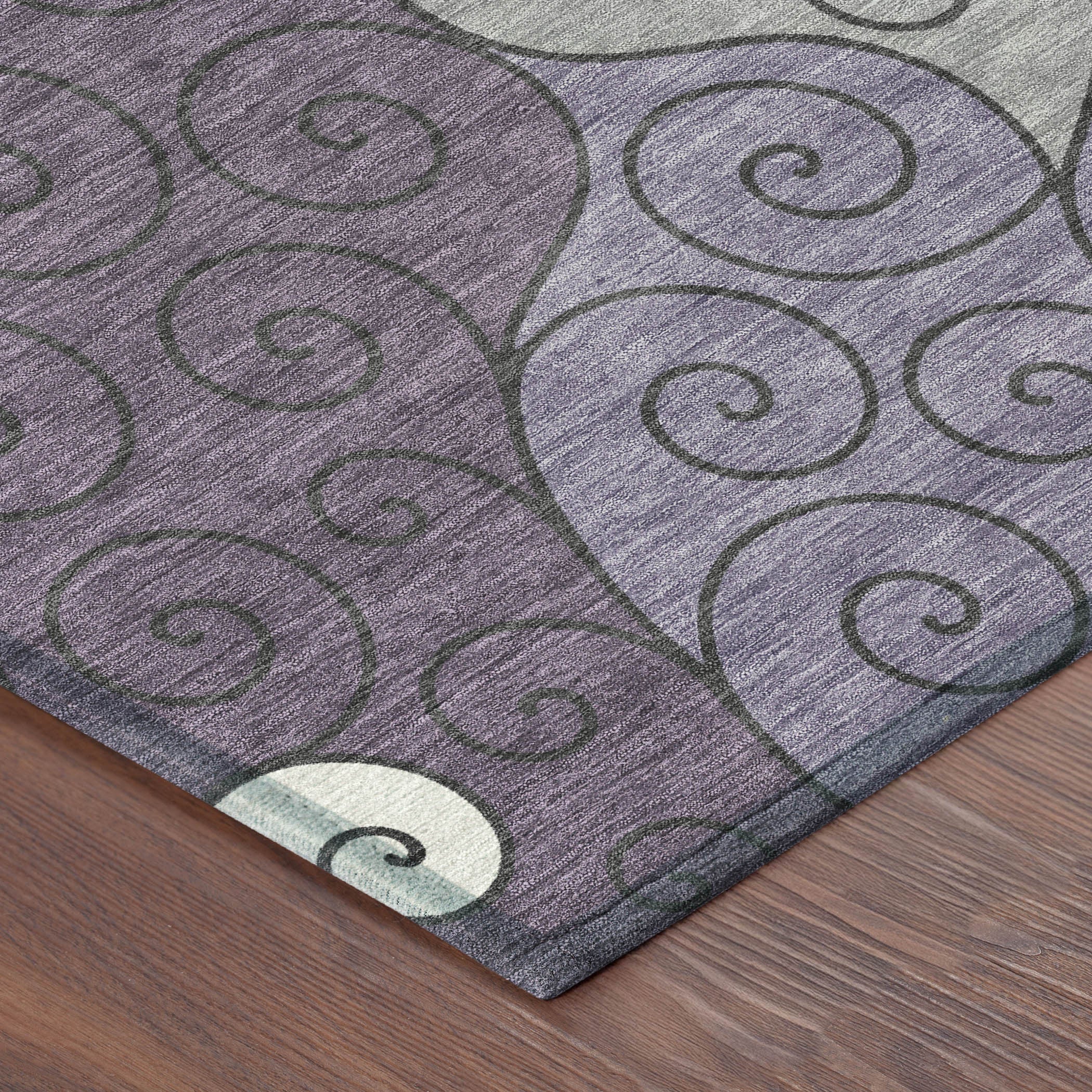 3' X 5' Plum And Gray Abstract Washable Indoor Outdoor Area Rug - Sports & Outdoor