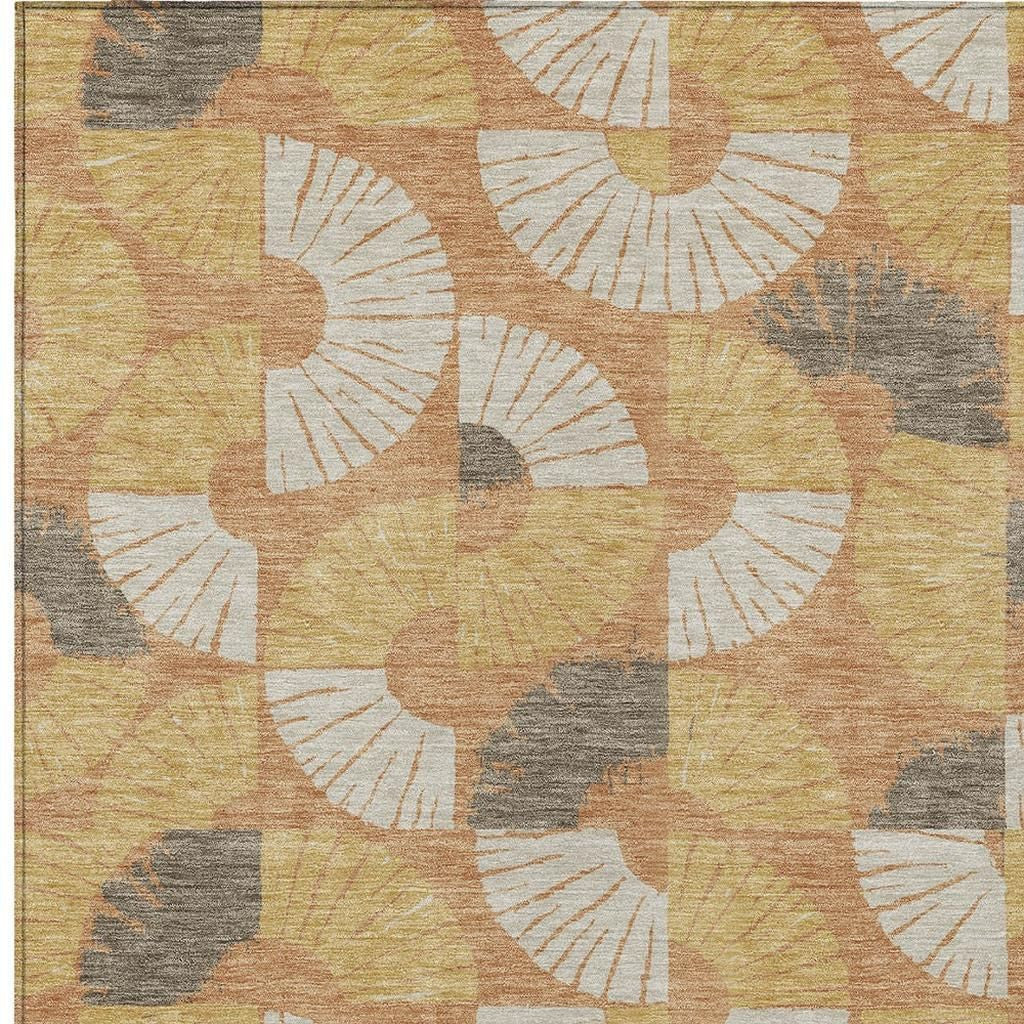 10' X 14' Copper And Gold Geometric Washable Indoor Outdoor Area Rug - Sports & Outdoor