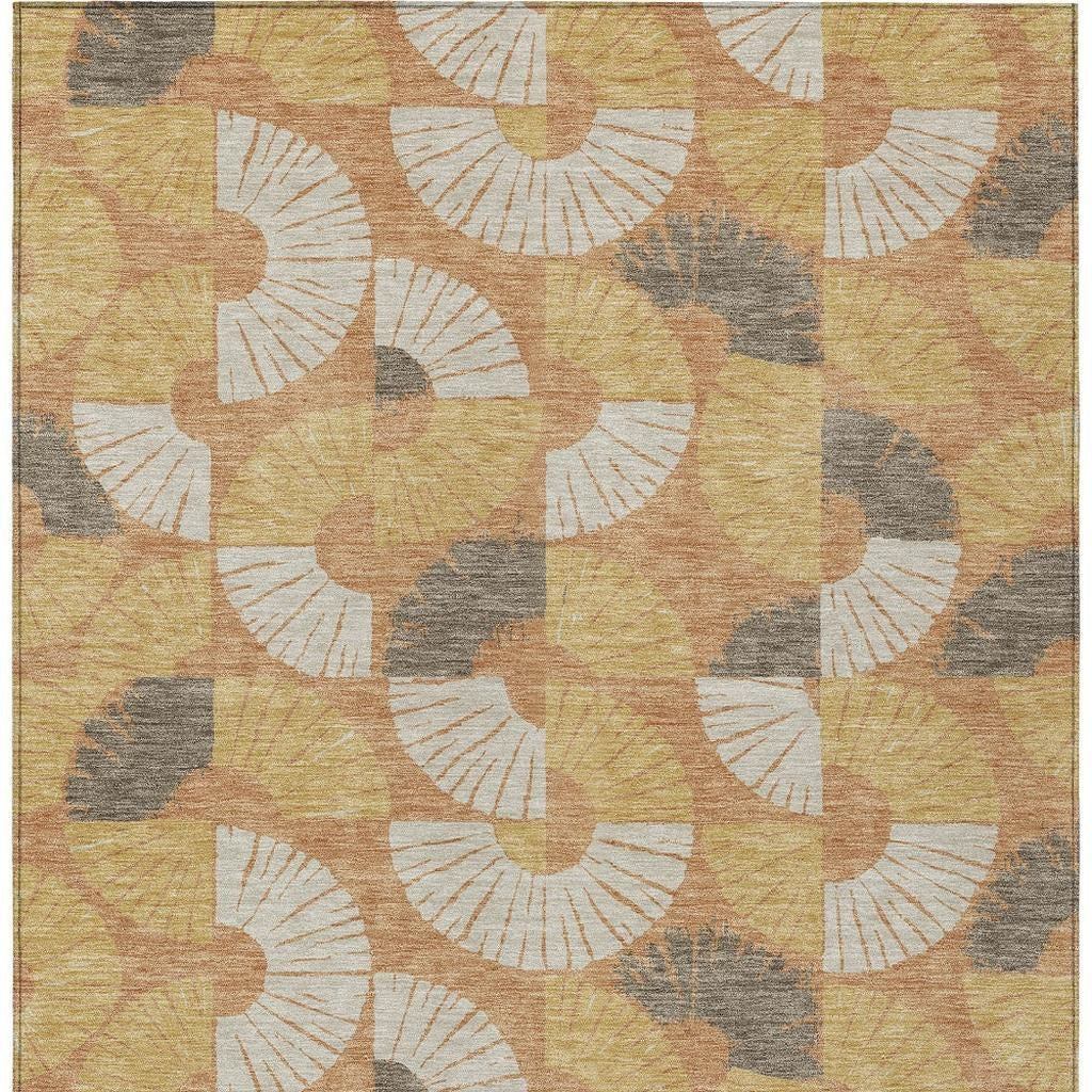 10' X 14' Copper And Gold Geometric Washable Indoor Outdoor Area Rug - Sports & Outdoor