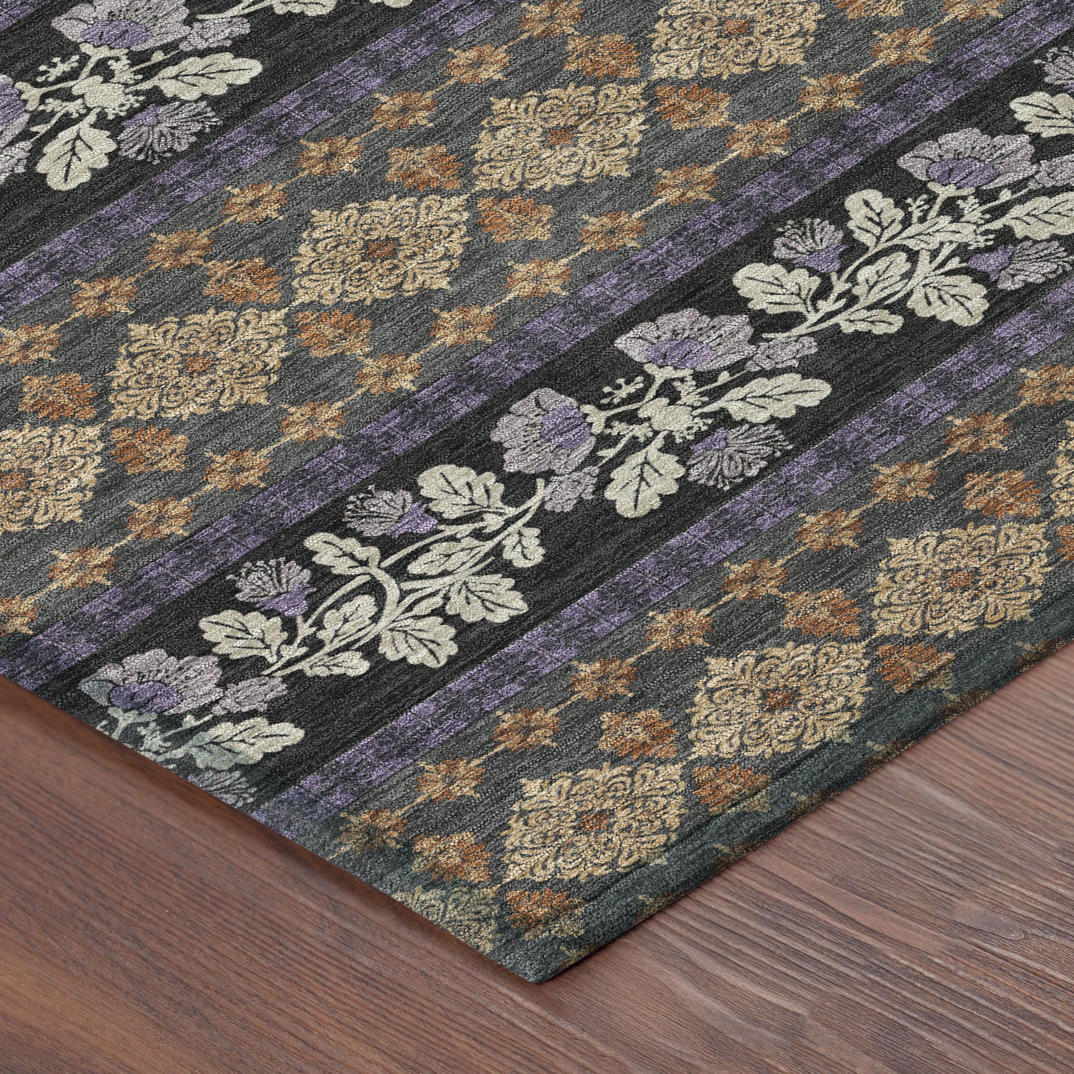 10' X 14' Plum And Copper Striped Washable Indoor Outdoor Area Rug - Sports & Outdoor