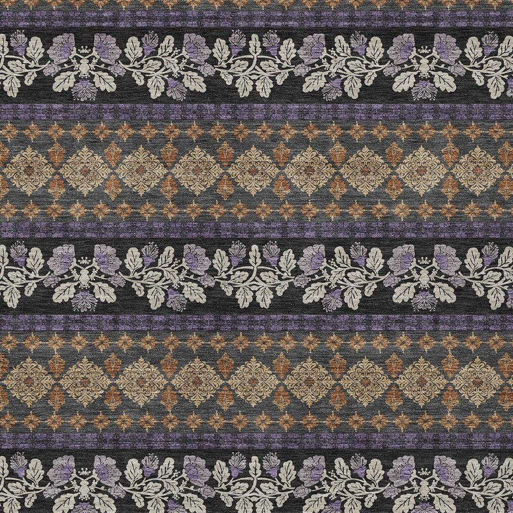 10' X 14' Plum And Copper Striped Washable Indoor Outdoor Area Rug - Sports & Outdoor