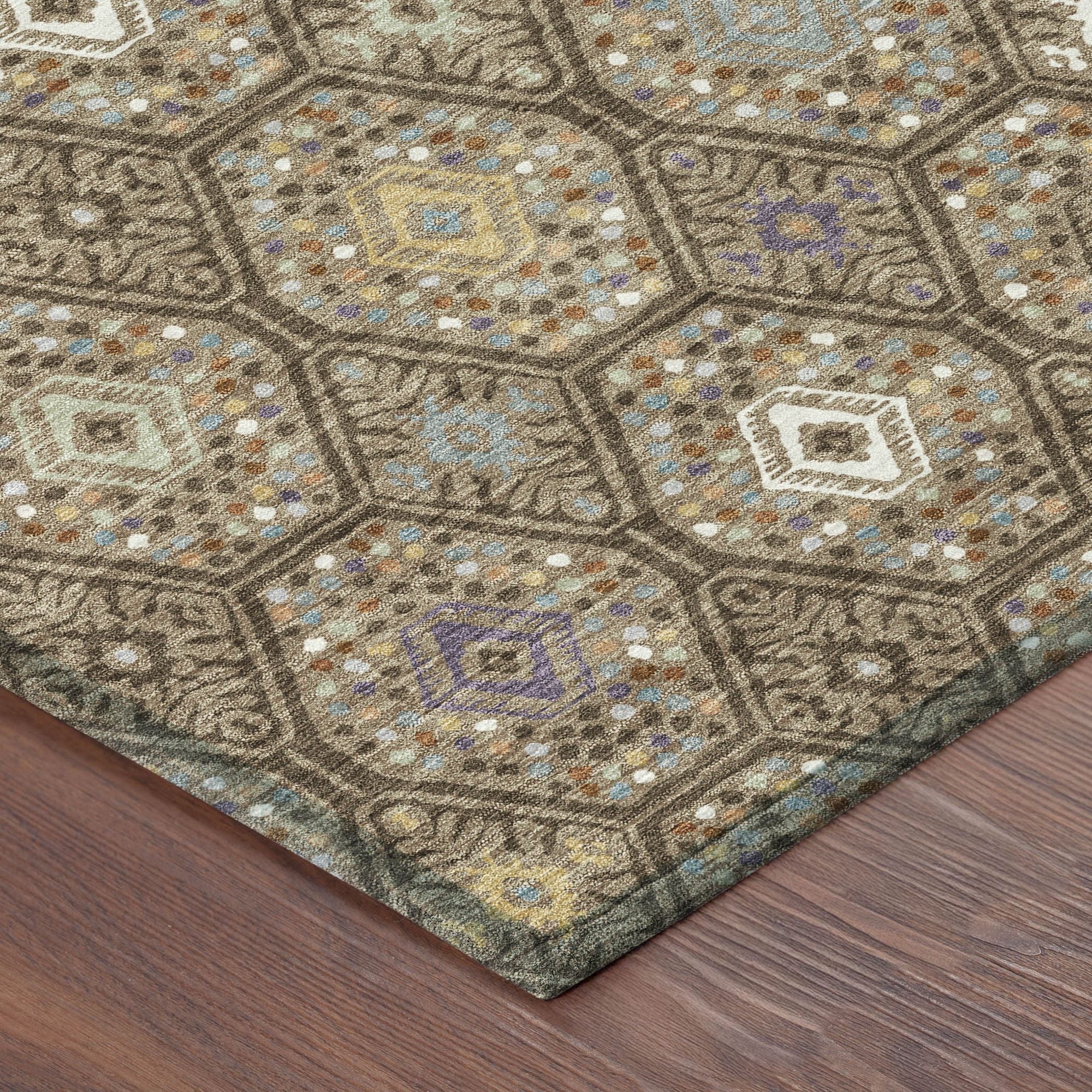 10' X 14' Brown And Chocolate Geometric Washable Indoor Outdoor Area Rug - Sports & Outdoor
