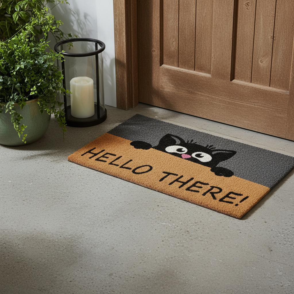 18" X 30" Beige and Black Coir Animal Print Outdoor Door Mat - Home & Garden