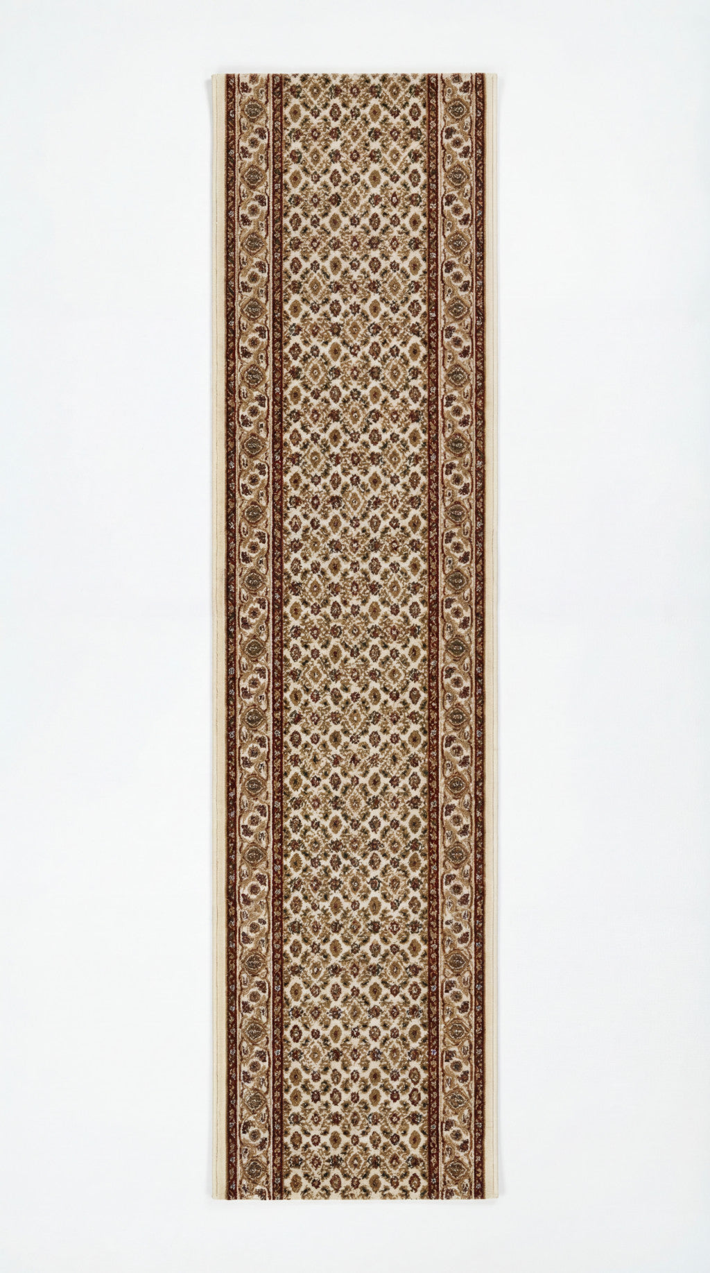 10' Beige And Ivory Oriental Runner Rug - Home & Garden