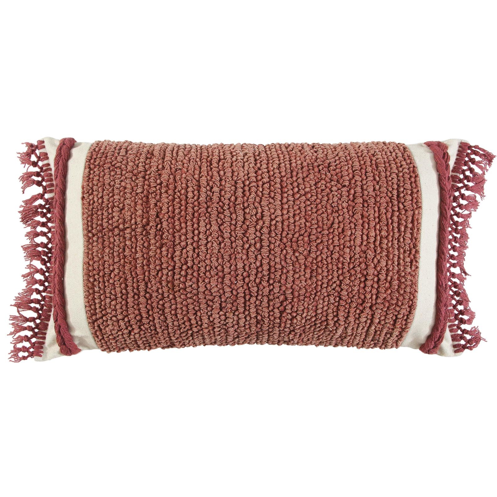 14" X 26" Rust And Off White Braided Cotton Throw Pillow - Home & Garden