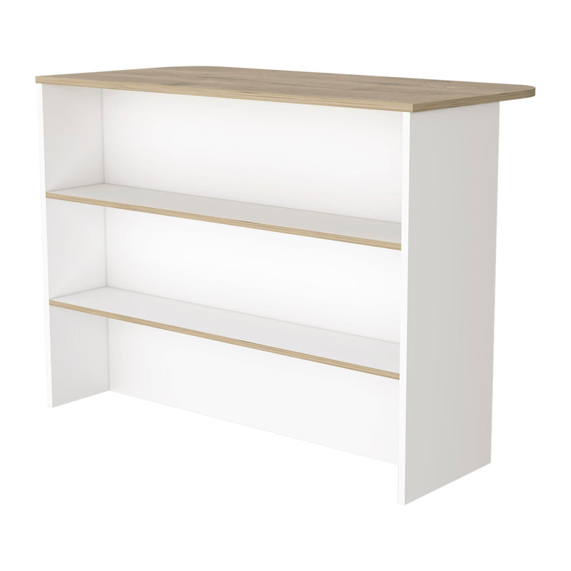 White and Natural 47" Kitchen Island With Storage - Kitchen & Dining