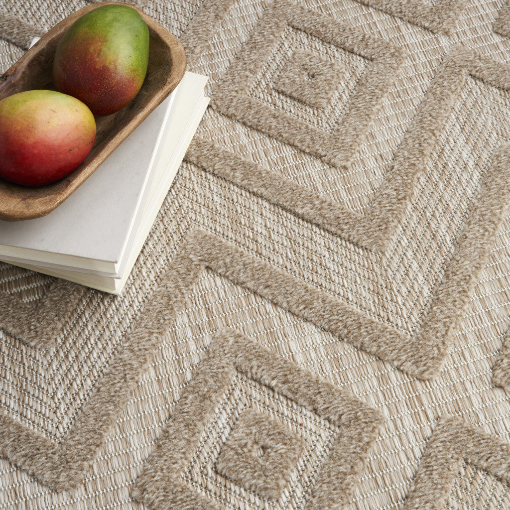 7' X 10' Beige Indoor Outdoor Area Rug - Outdoor
