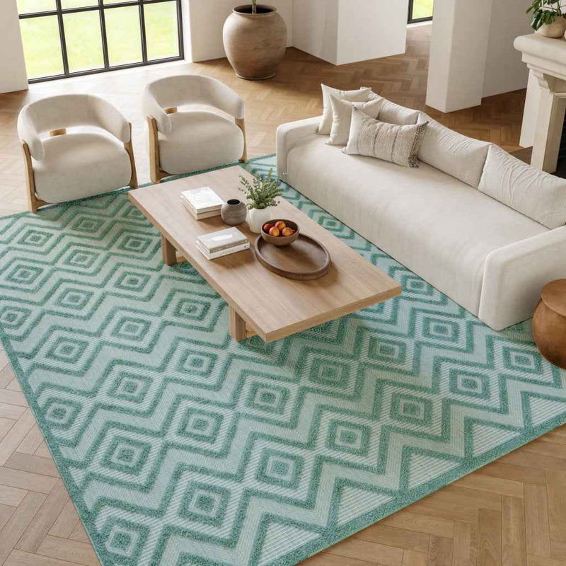 8' X 10' Aqua Indoor Outdoor Area Rug