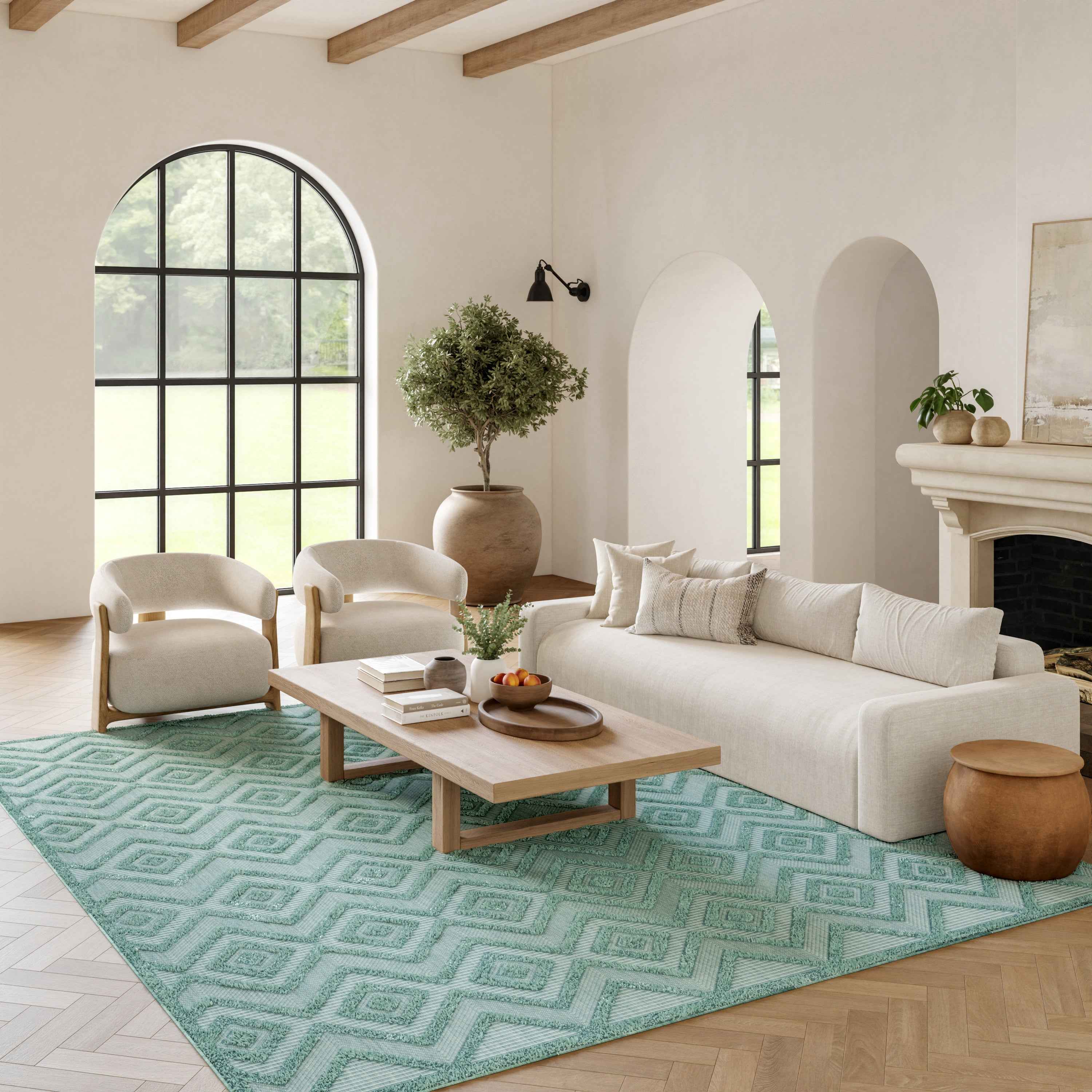 8' X 10' Aqua Indoor Outdoor Area Rug