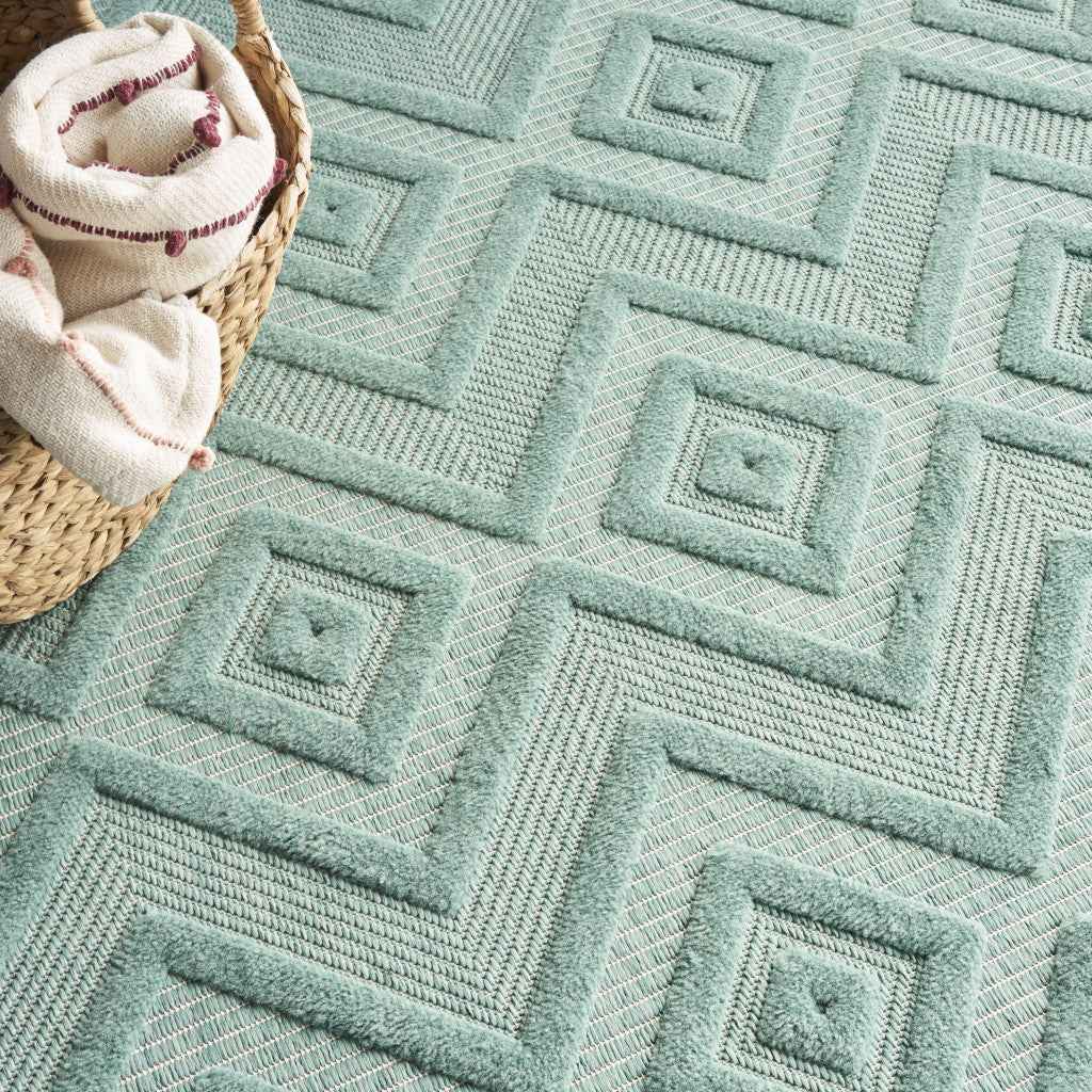 8' X 10' Aqua Indoor Outdoor Area Rug