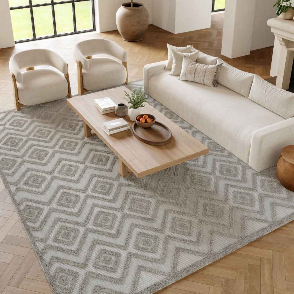 8' X 10' Gray Indoor Outdoor Area Rug