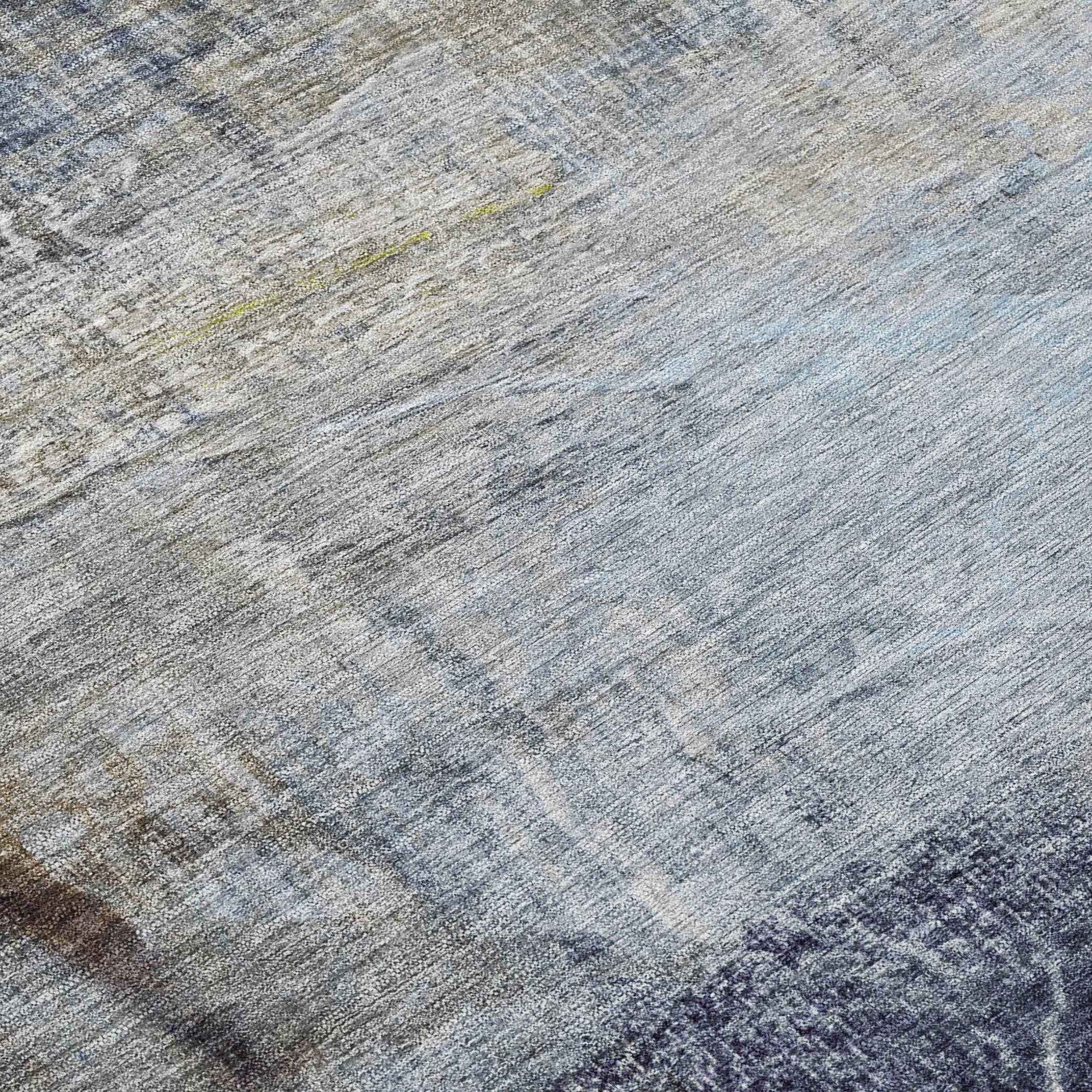 9' X 12' Sky Blue And Gray Abstract Washable Indoor Outdoor Area Rug