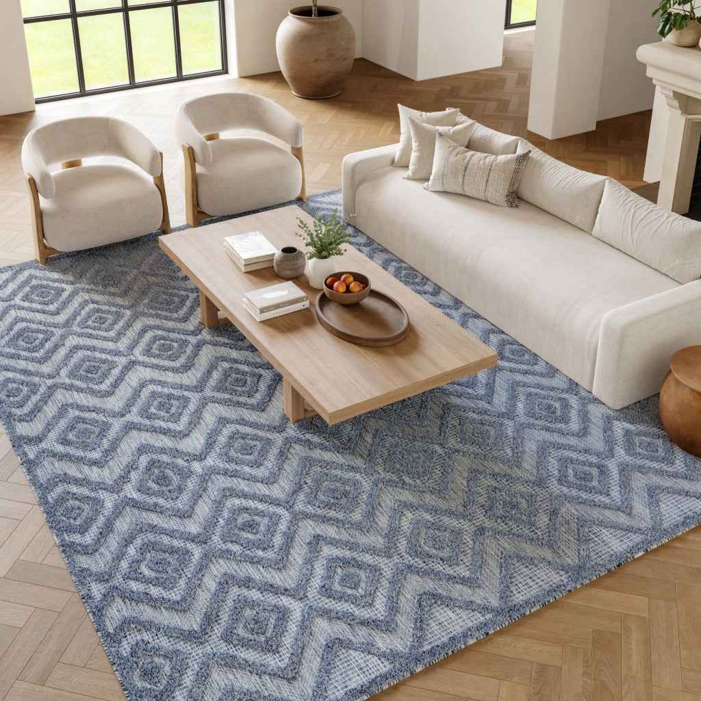 8' X 10' Blue Indoor Outdoor Area Rug