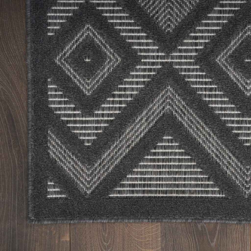 9' X 12' Charcoal And Gray Indoor Outdoor Area Rug