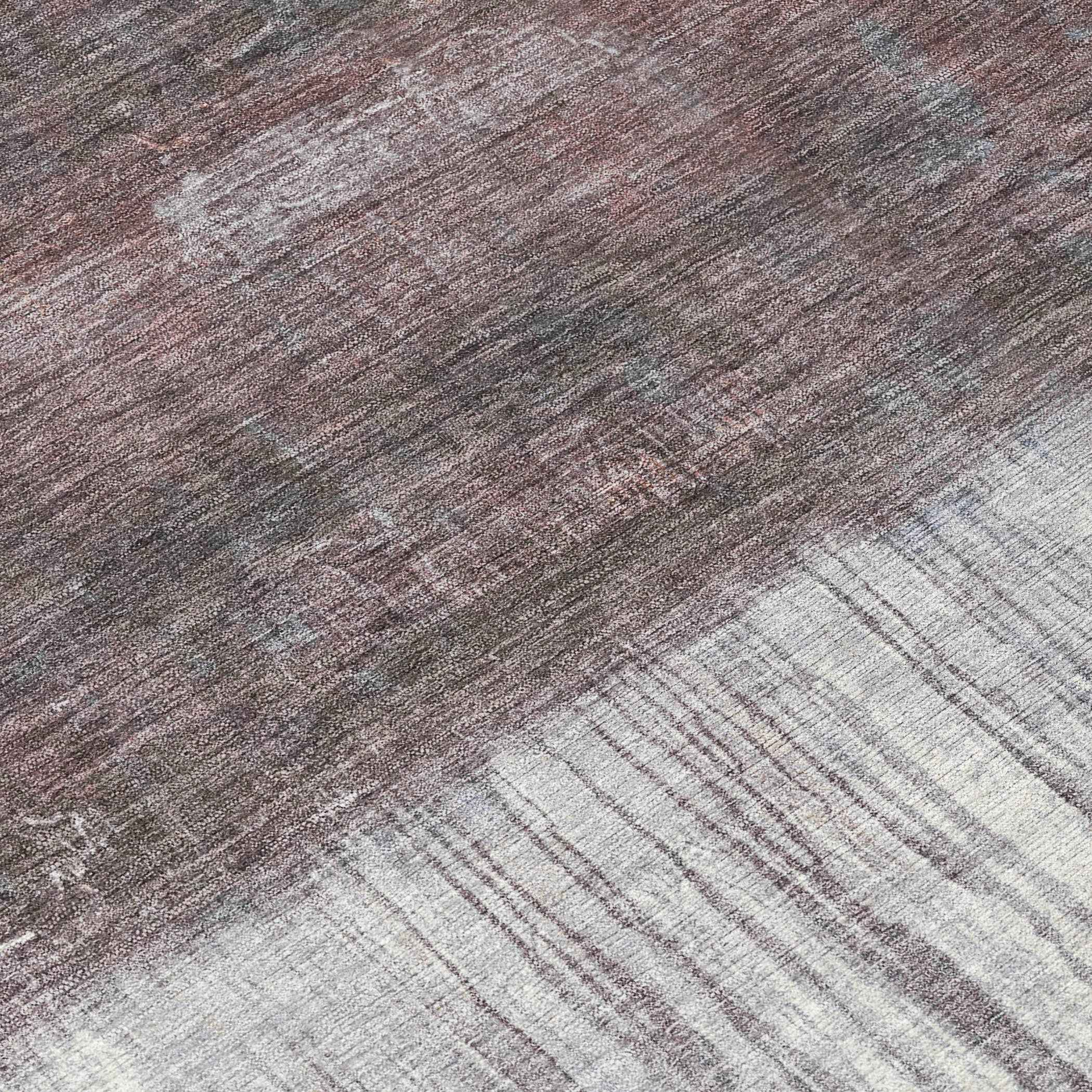 3' X 5' Rust And Ivory Abstract Washable Indoor Outdoor Area Rug