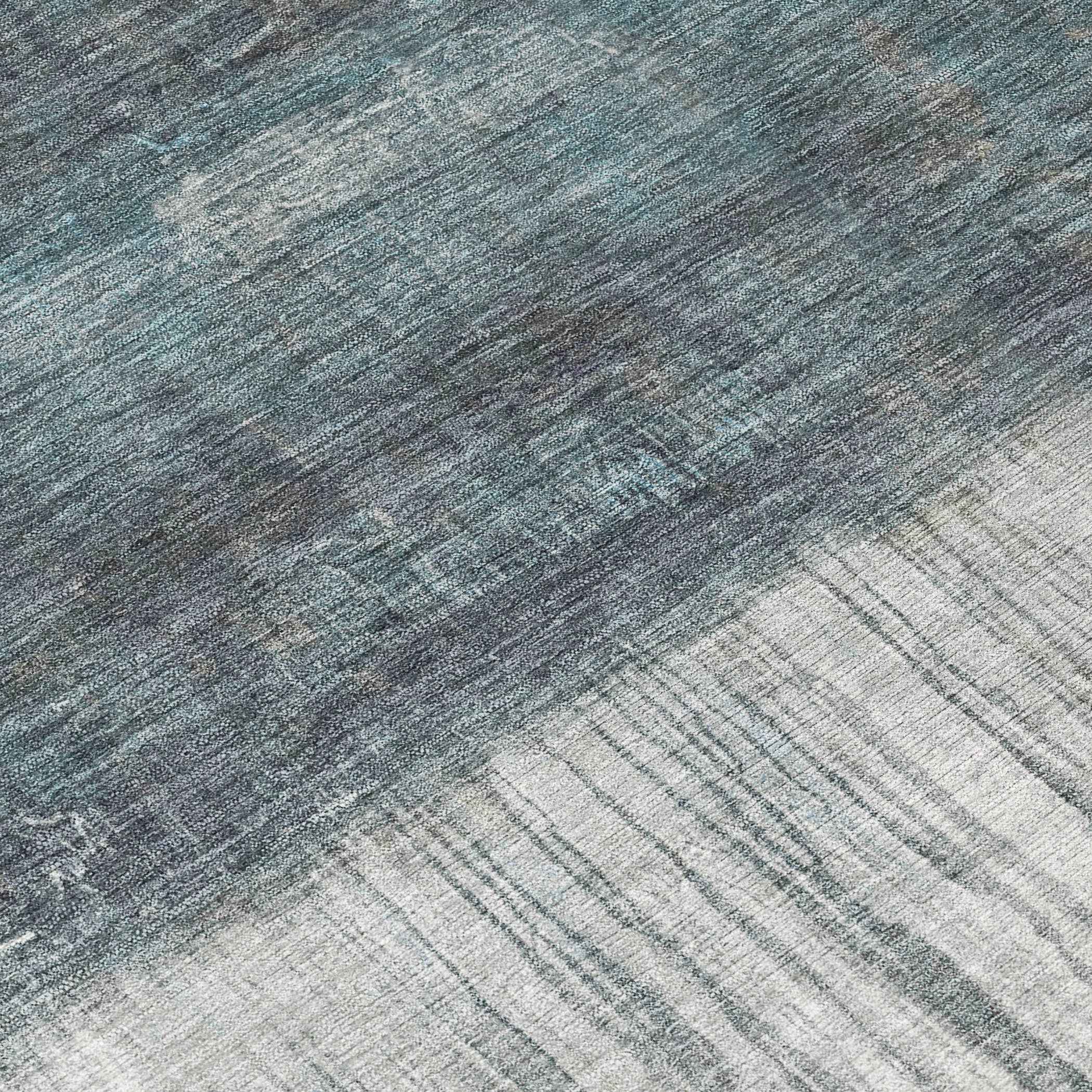 9' X 12' Blue And Gray Abstract Washable Indoor Outdoor Area Rug