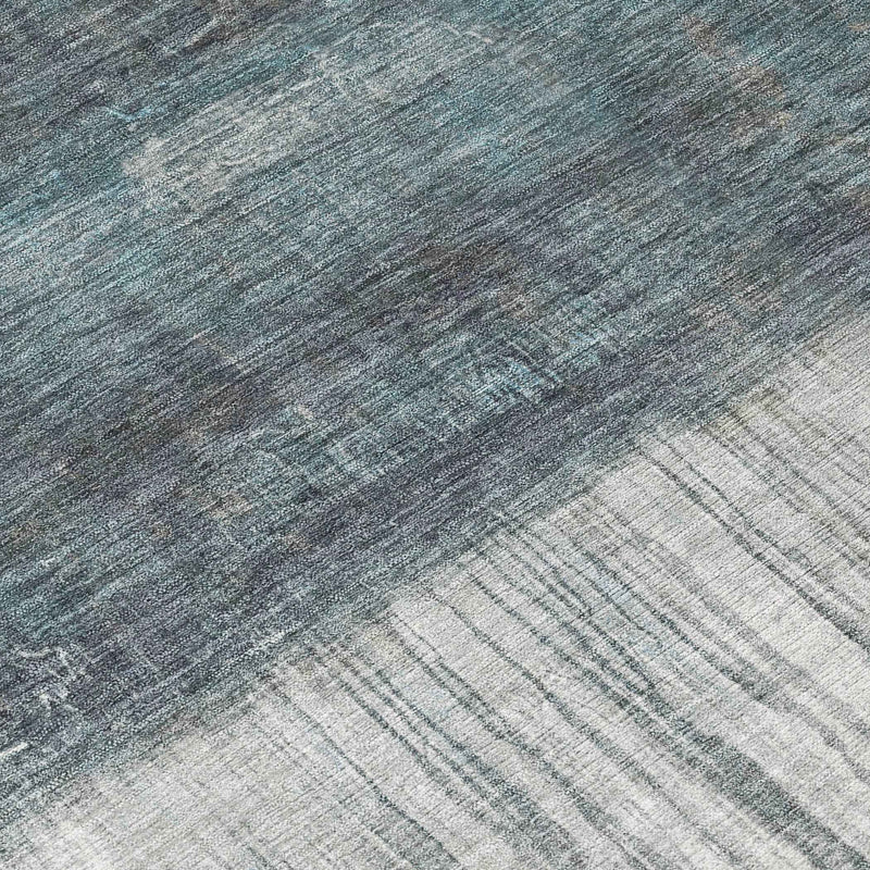 9' X 12' Blue And Gray Abstract Washable Indoor Outdoor Area Rug