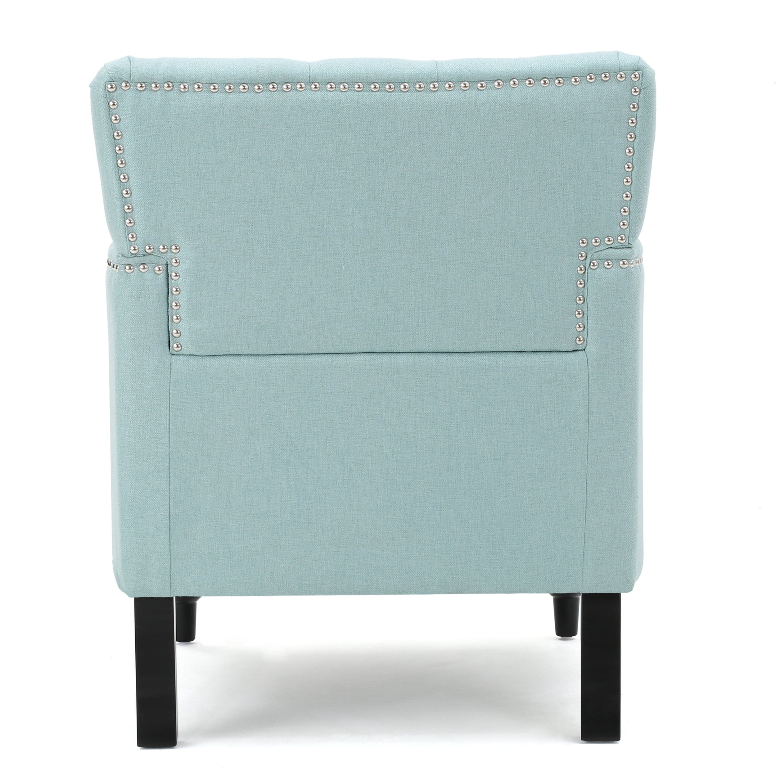 28" Light Blue And Black Fabric And Wood Club Chair - Living Room