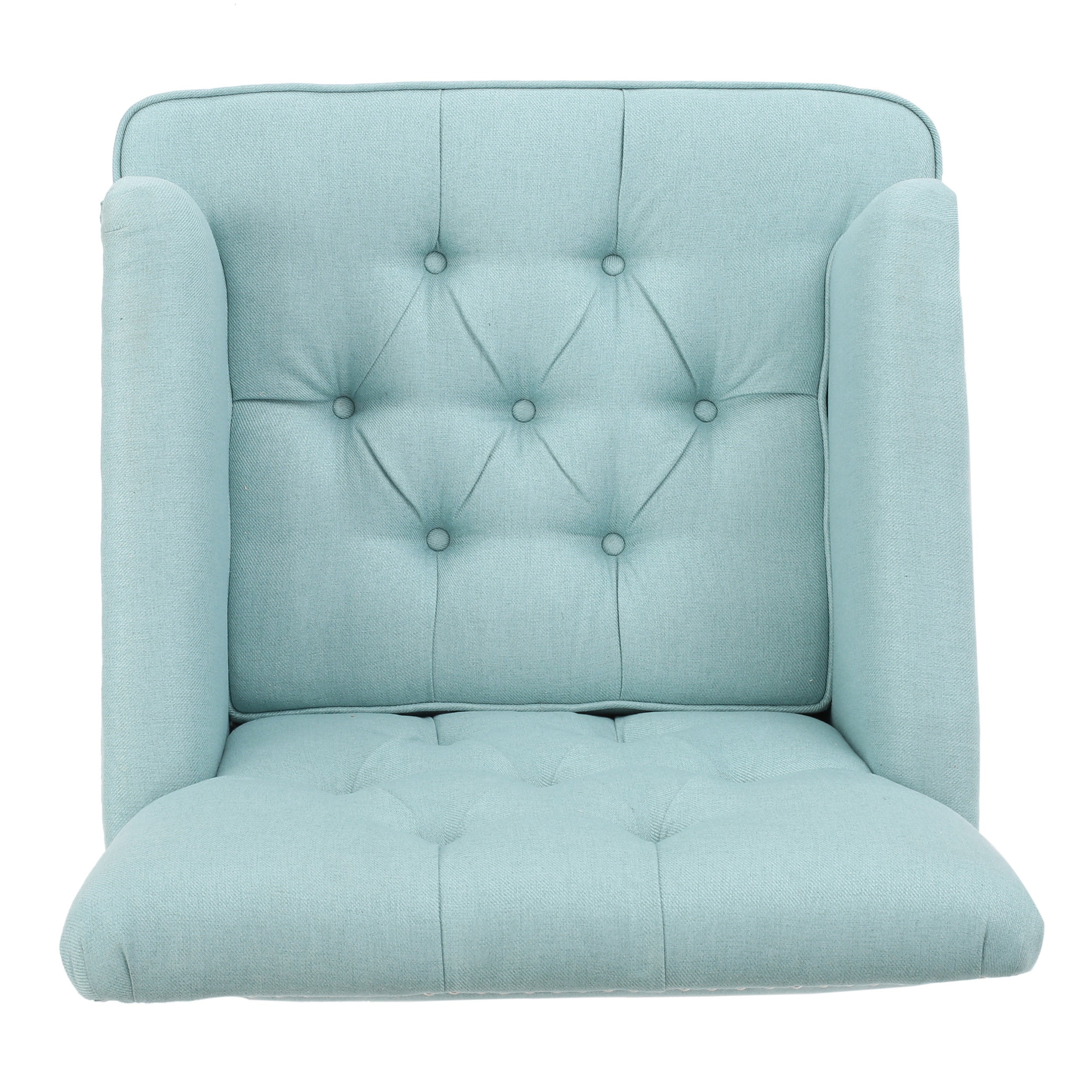 28" Light Blue And Black Fabric And Wood Club Chair - Living Room