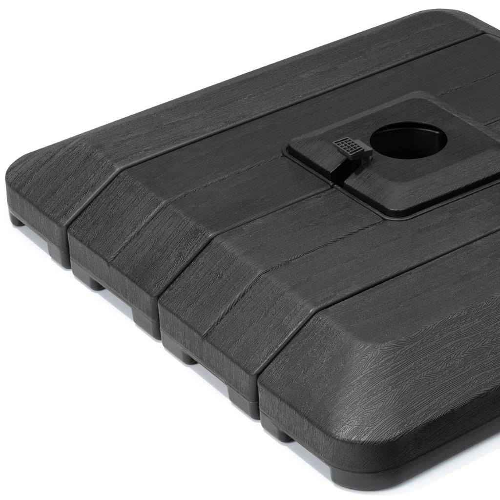 Black umbrella base top with embossed panel lines and round pole opening