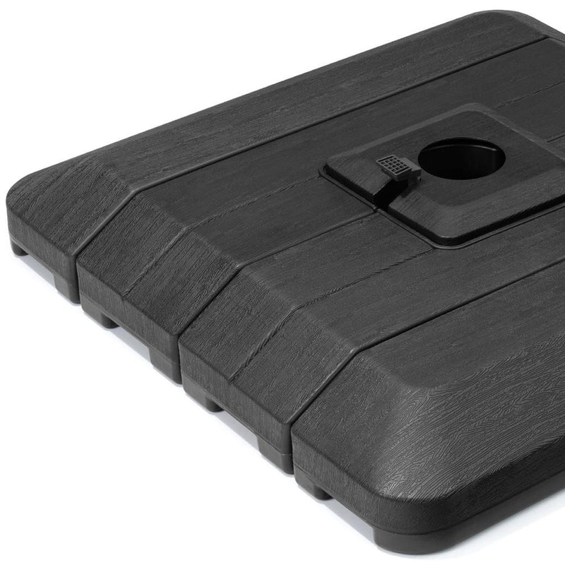 Black umbrella base top with embossed panel lines and round pole opening