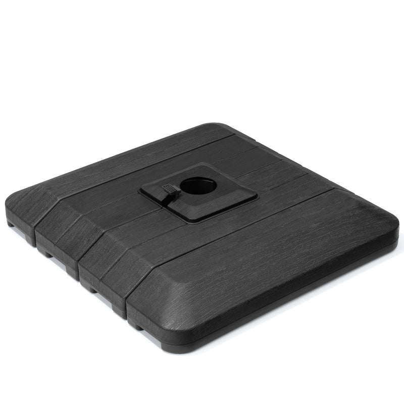 Black umbrella base top with square mounting plate and round center hole