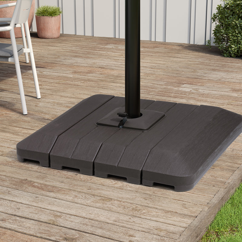 Umbrella base with central opening and steel post mount plate, dark gray