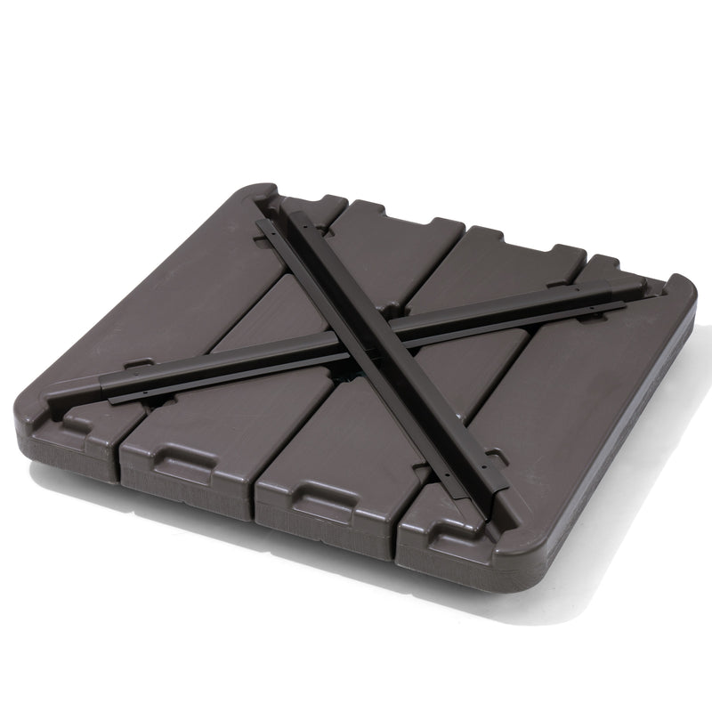 Umbrella base with four-panel construction and cross support bars, dark gray