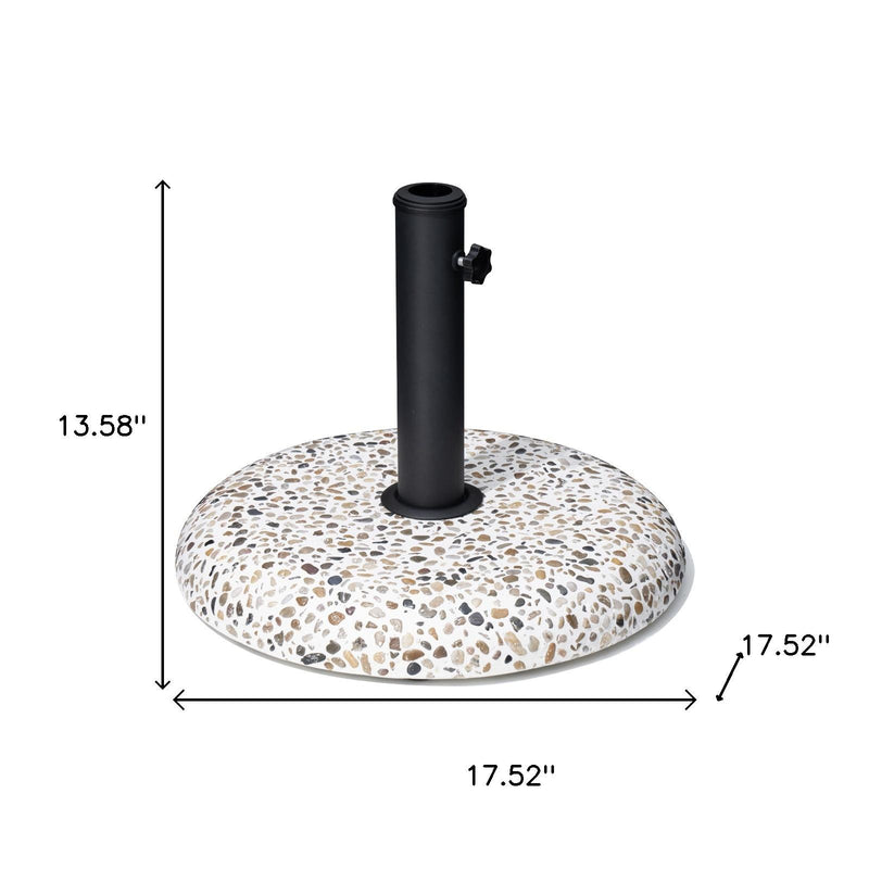Adjustable umbrella base with speckled stone mosaic round base, 17.52 in diameter