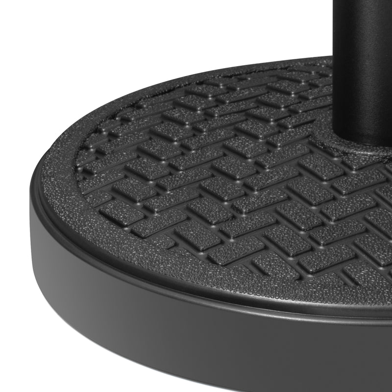 Black round umbrella base with raised grip texture pattern