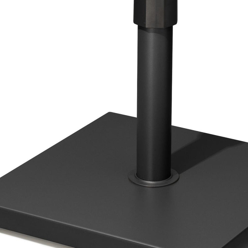 Black steel umbrella base with square plate and tall center support pole