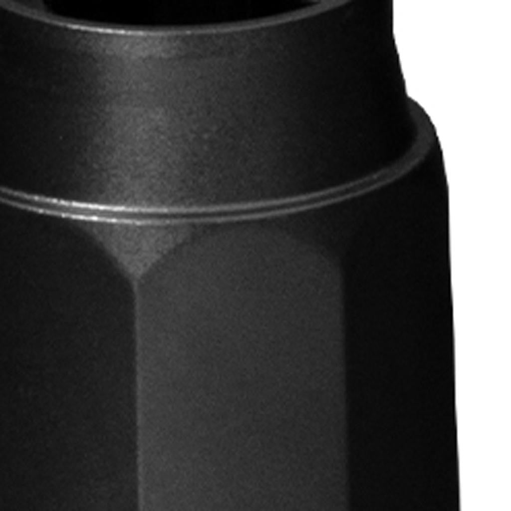 Black umbrella base sleeve adapter with textured grip and inner opening