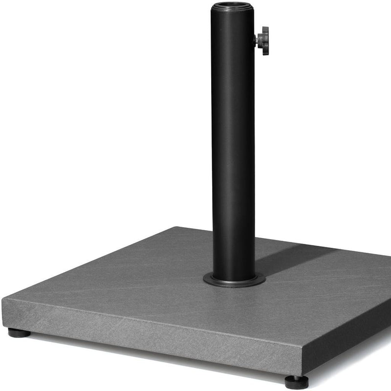 Square gray umbrella base with black pole and adjustable side bracket