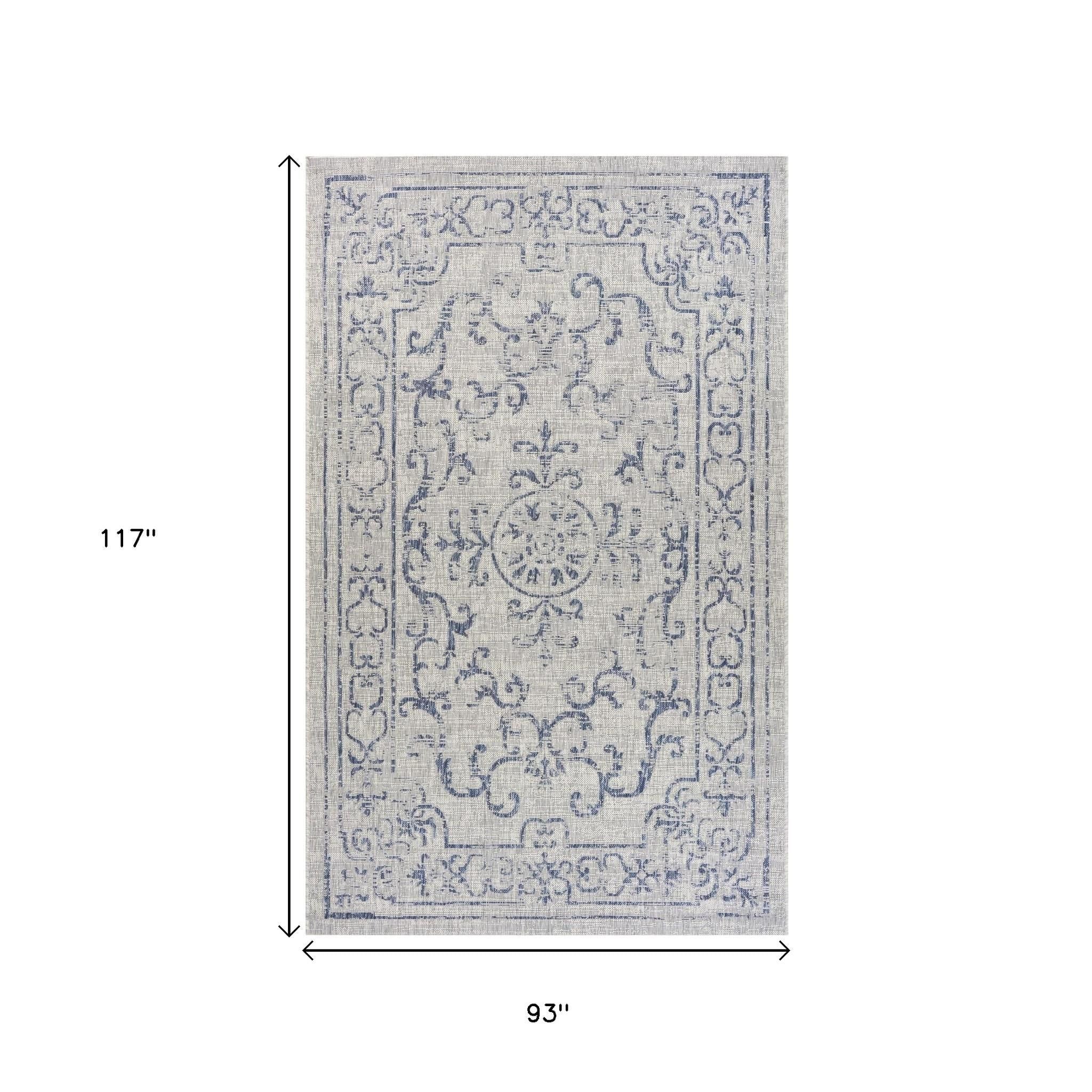 8' X 10' Blue And Gray Indoor Outdoor Area Rug - Outdoor