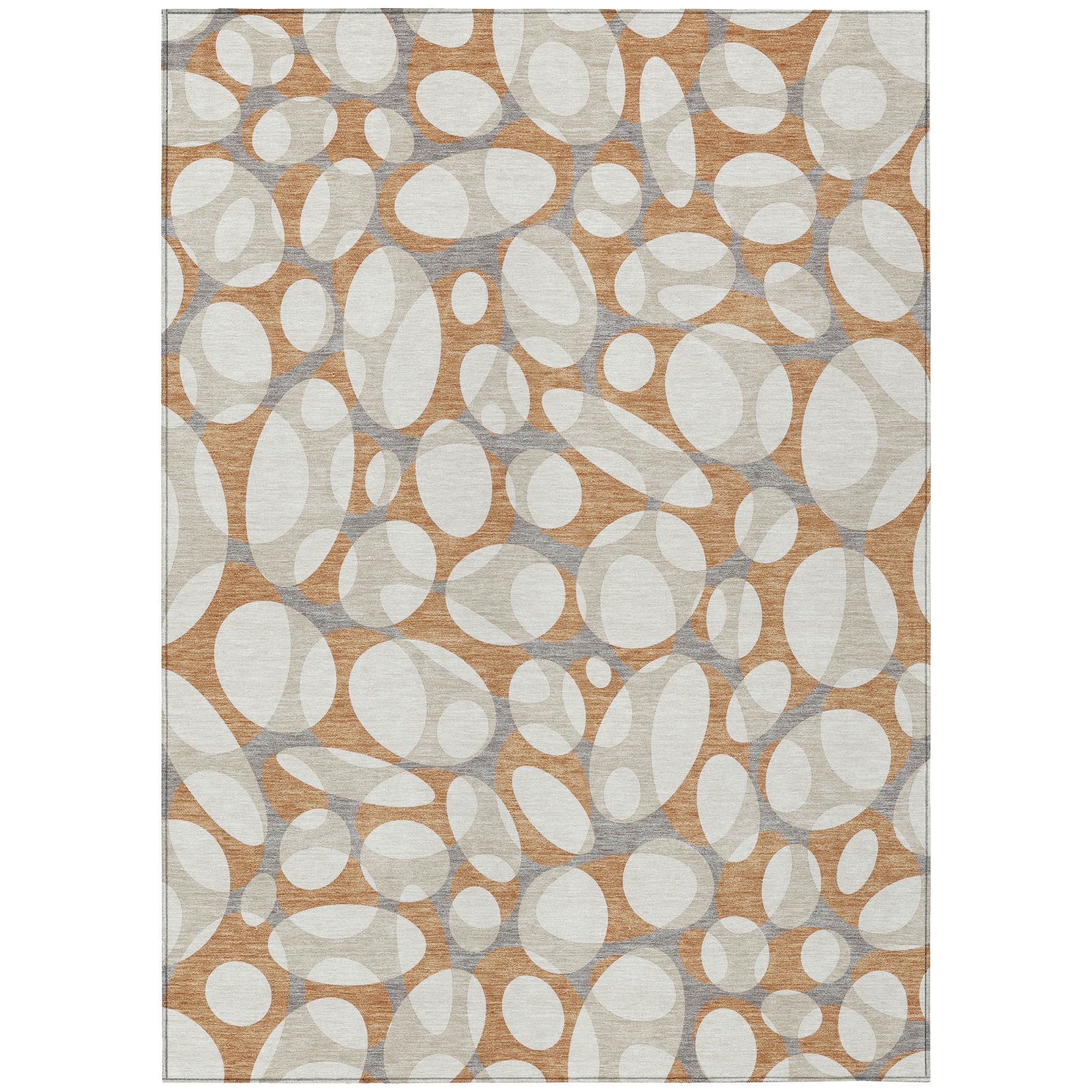 10' X 14' Copper And Ivory Abstract Washable Indoor Outdoor Area Rug - Sports & Outdoor
