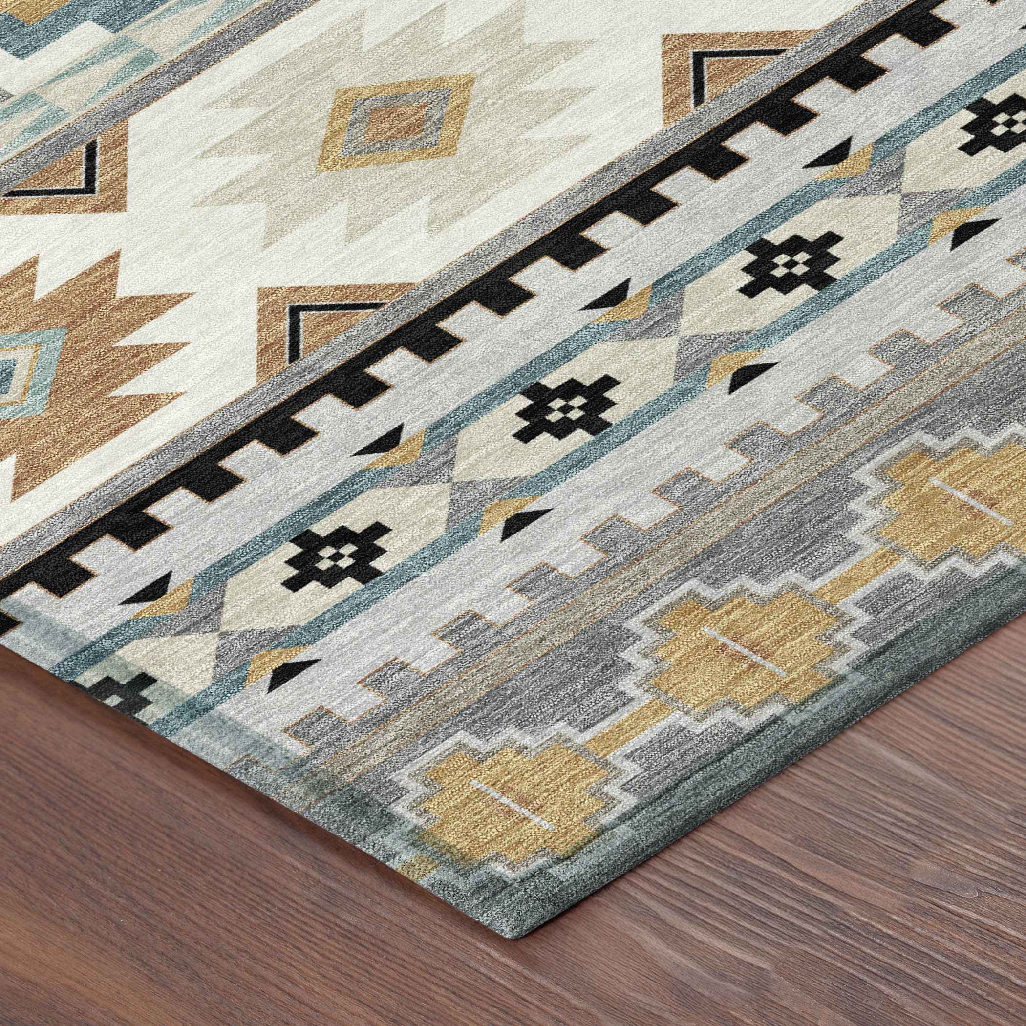 8' X 10' Gray And Silver Southwestern Washable Indoor Outdoor Area Rug - Outdoor | blocked-out-of-stock, Outdoor,…