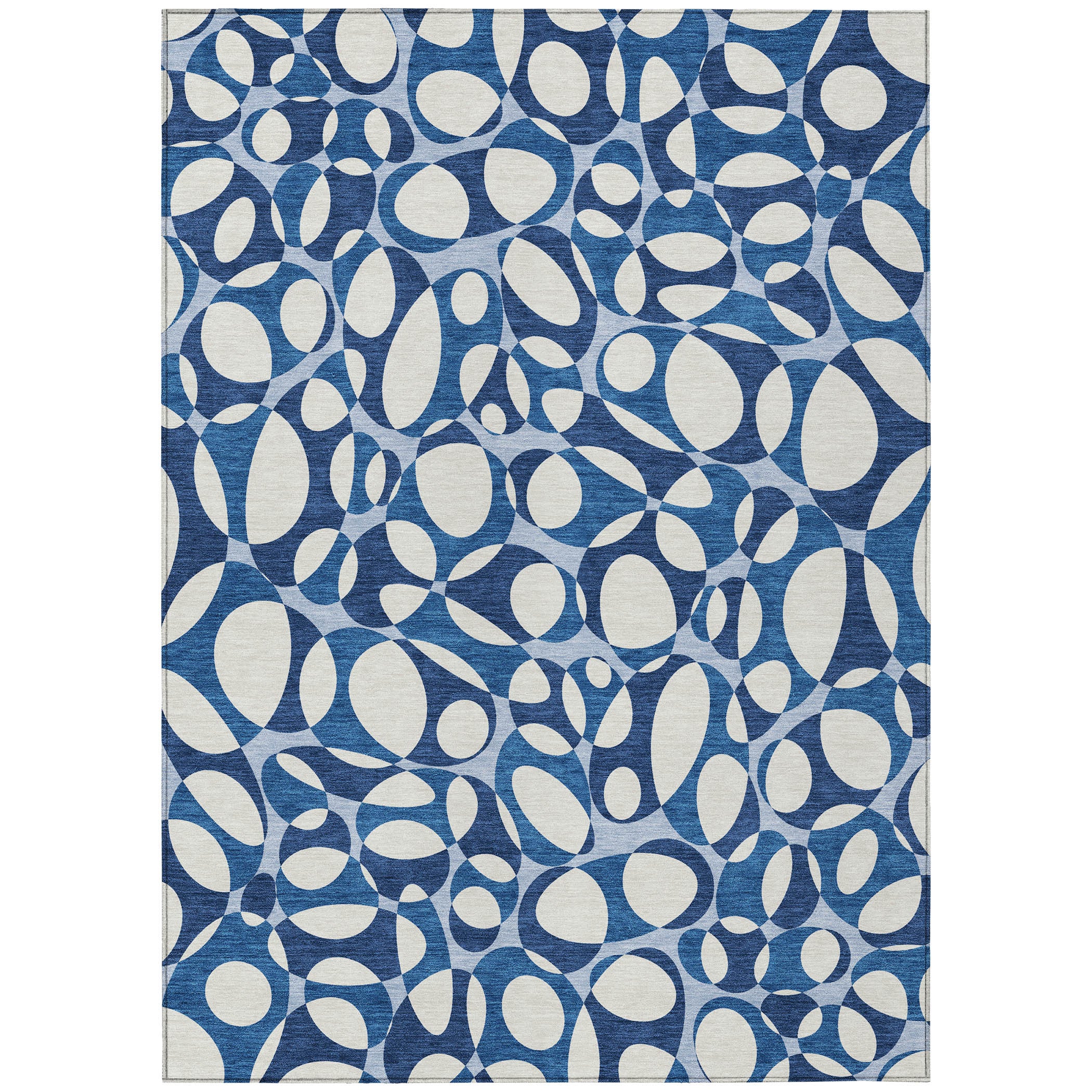 3' X 5' Blue And Navy Blue Abstract Washable Indoor Outdoor Area Rug - Sports & Outdoor